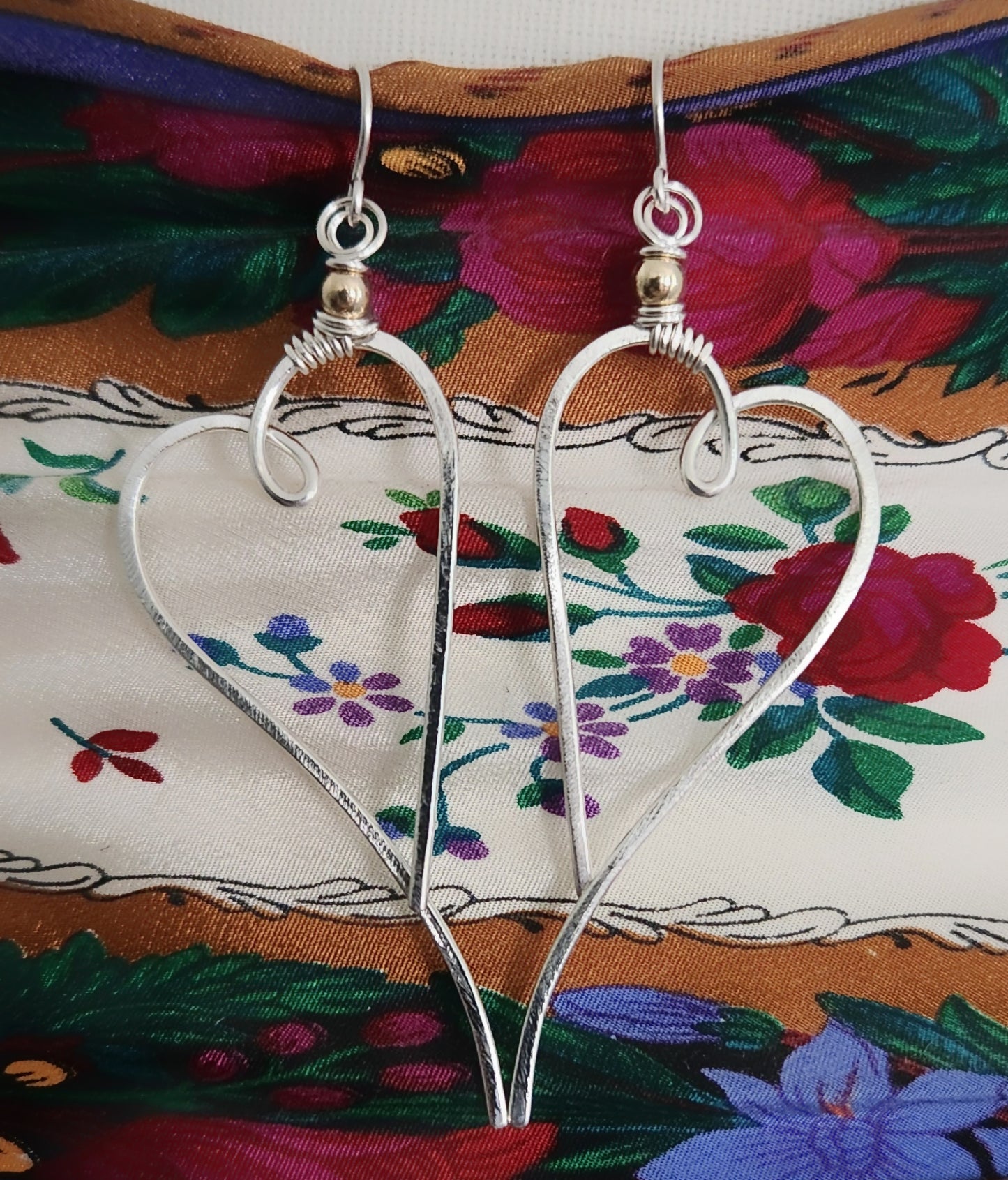 Whimsical Sterling Silver Heart Earrings
