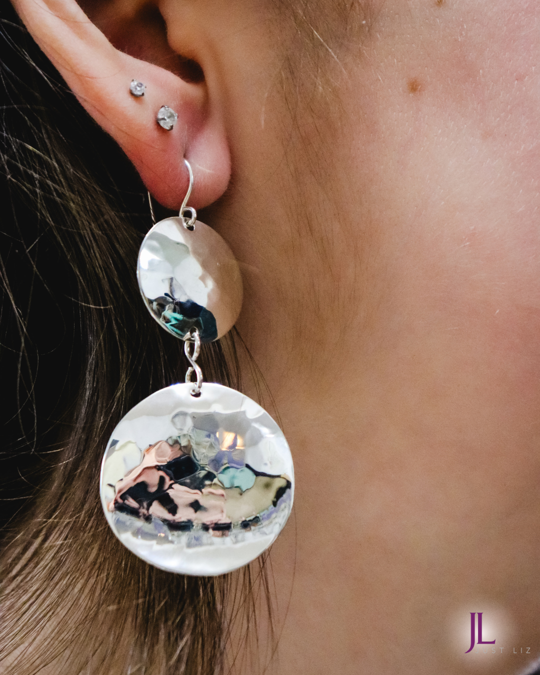 Sterling Silver Double Disc Earrings