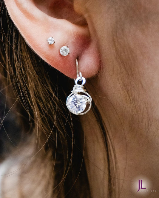 Cubic Zirconia Sterling Silver Earrings