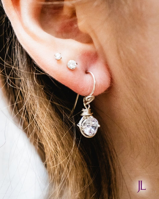 Cubic Zirconia Swirl Sterling Silver Earrings