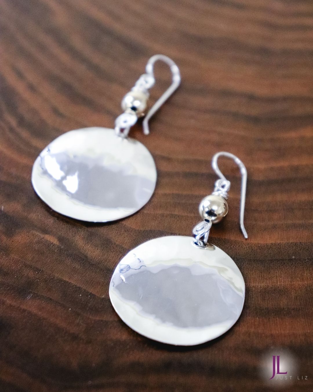 Sterling Silver Disc with Gold Bead Earrings