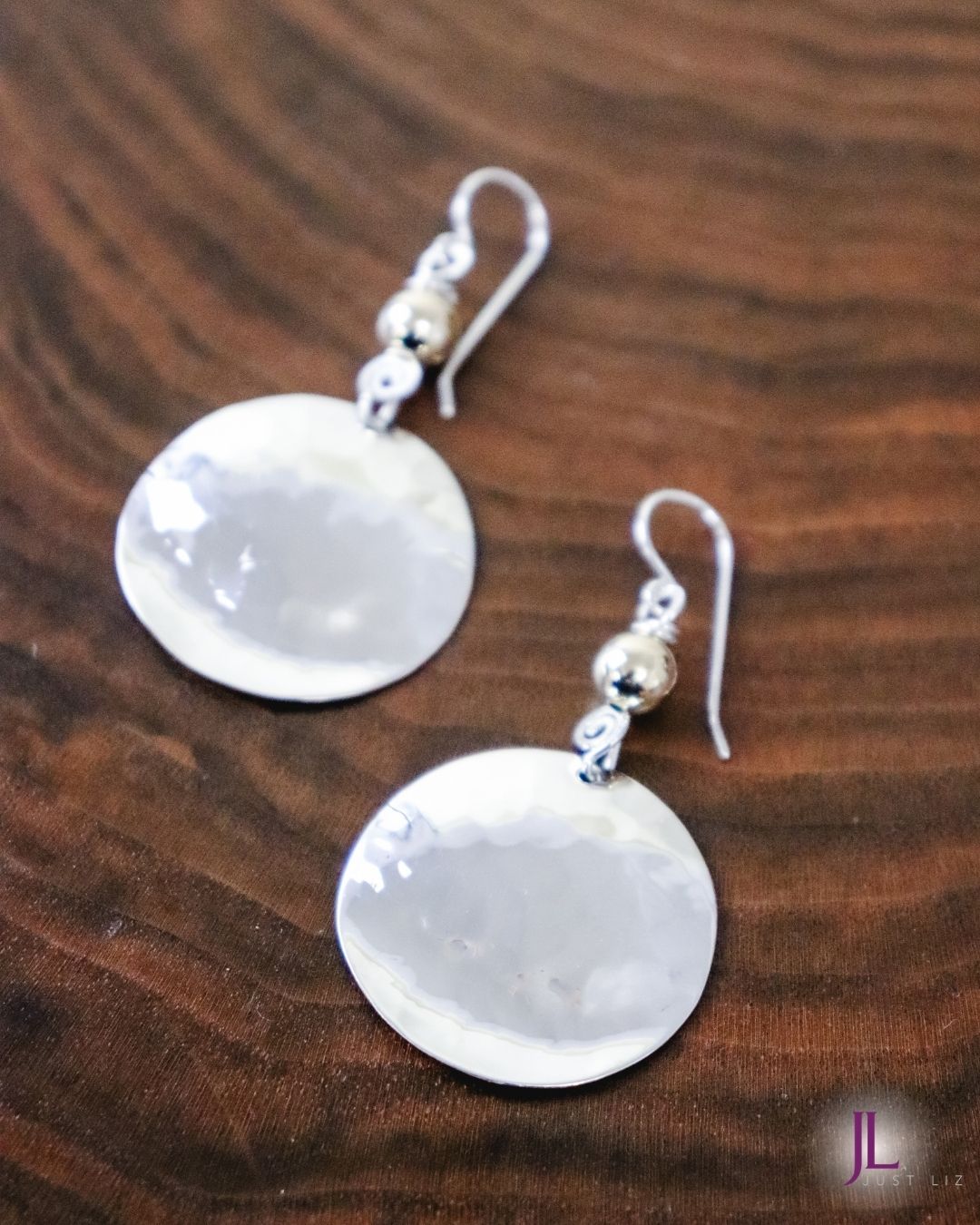 Sterling Silver Disc with Gold Bead Earrings