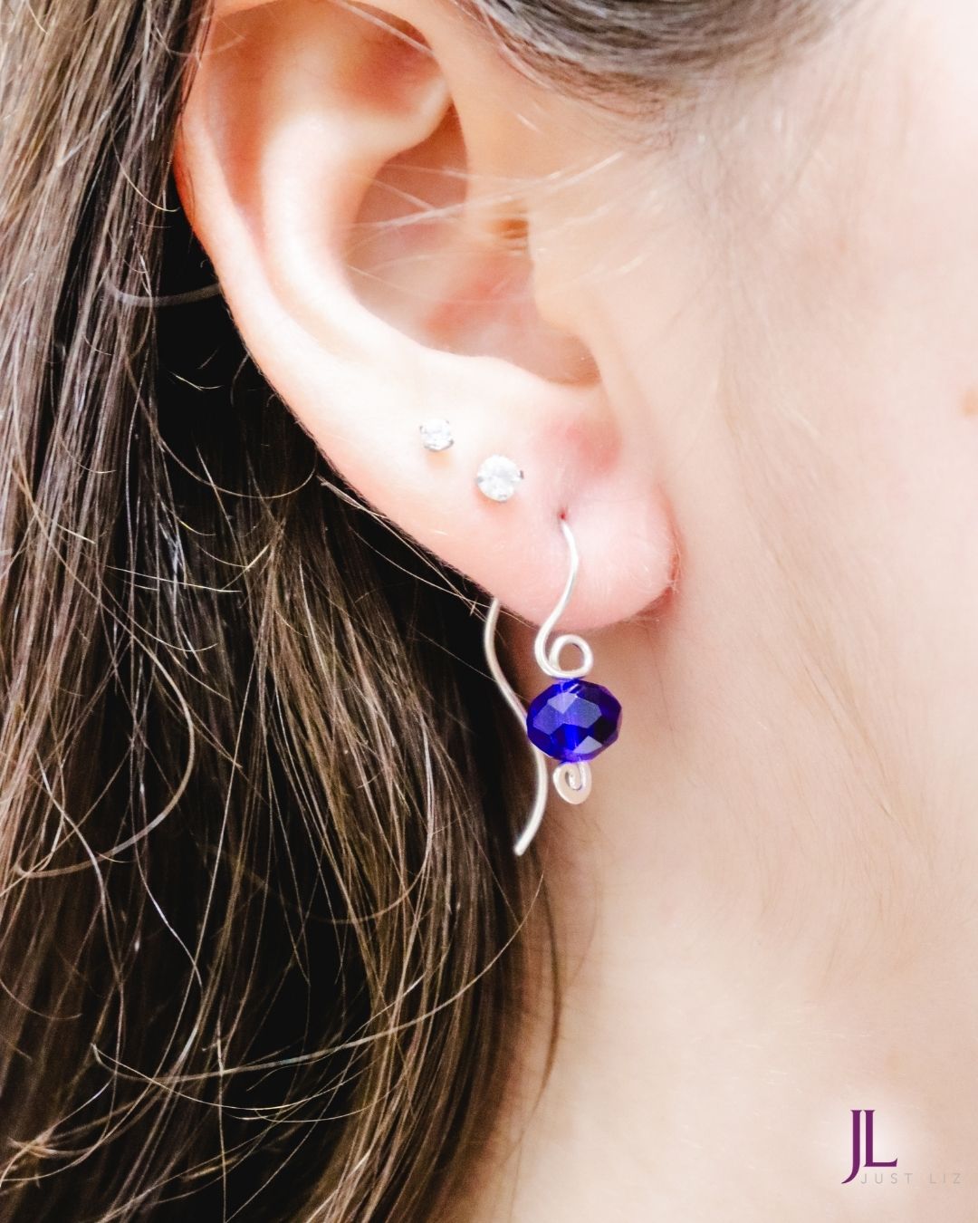 Blue Cubic Zirconia Dangle Earrings