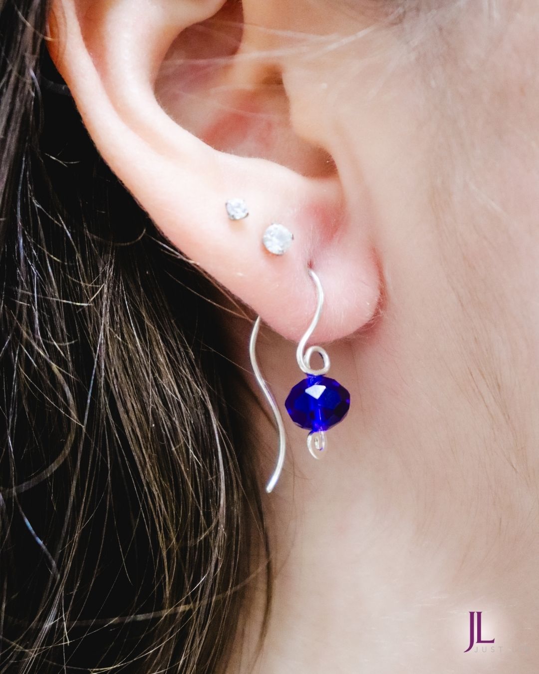 Blue Cubic Zirconia Dangle Earrings