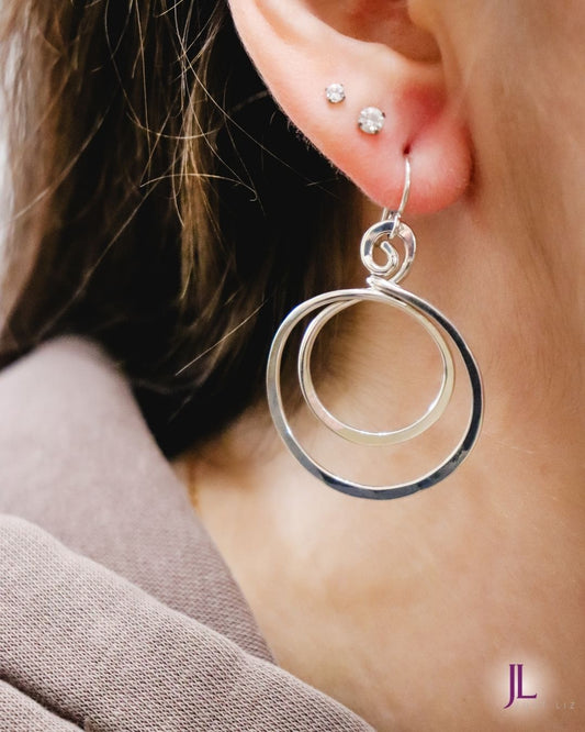 Double Loop Sterling Silver Earrings