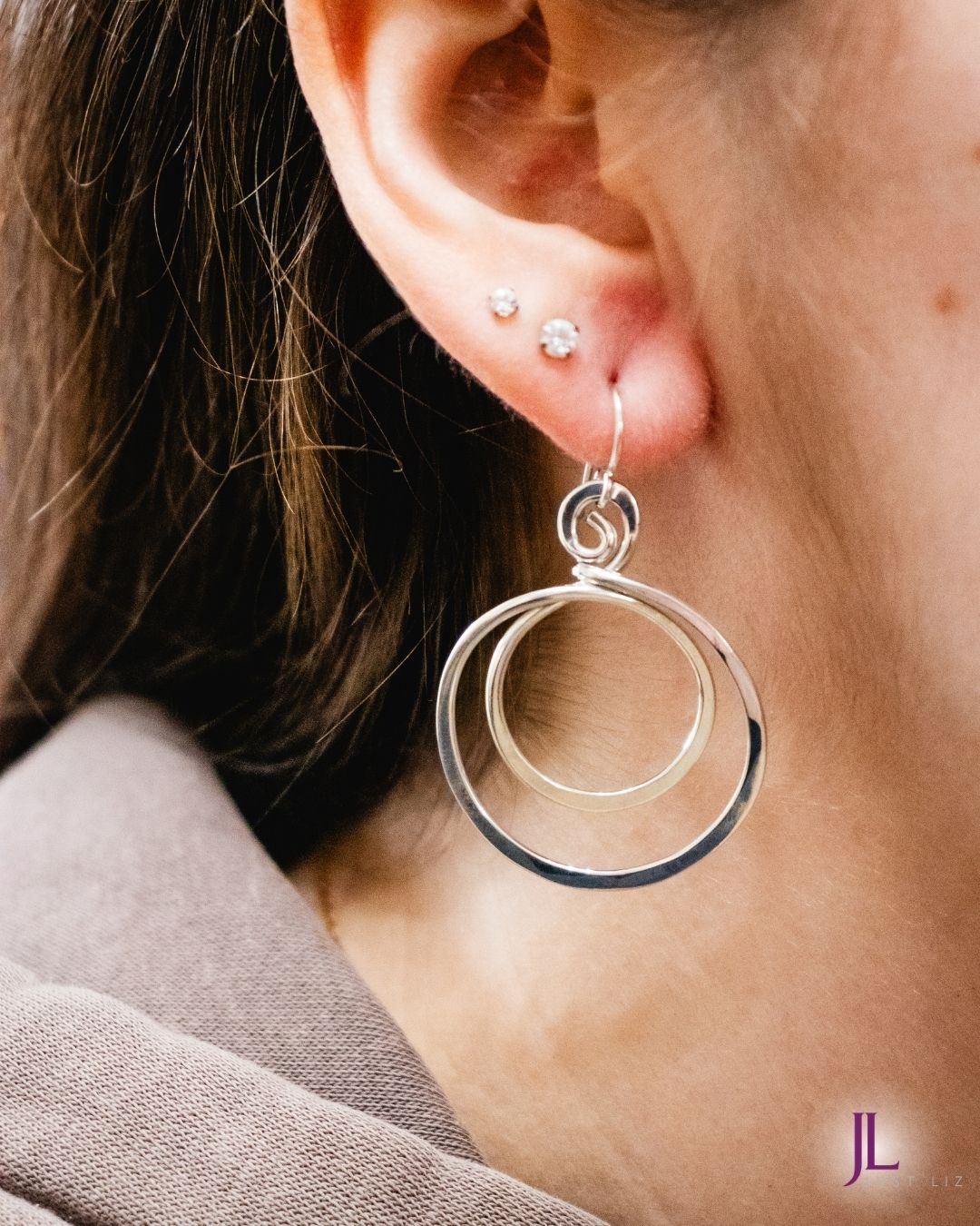 Double Loop Sterling Silver Earrings