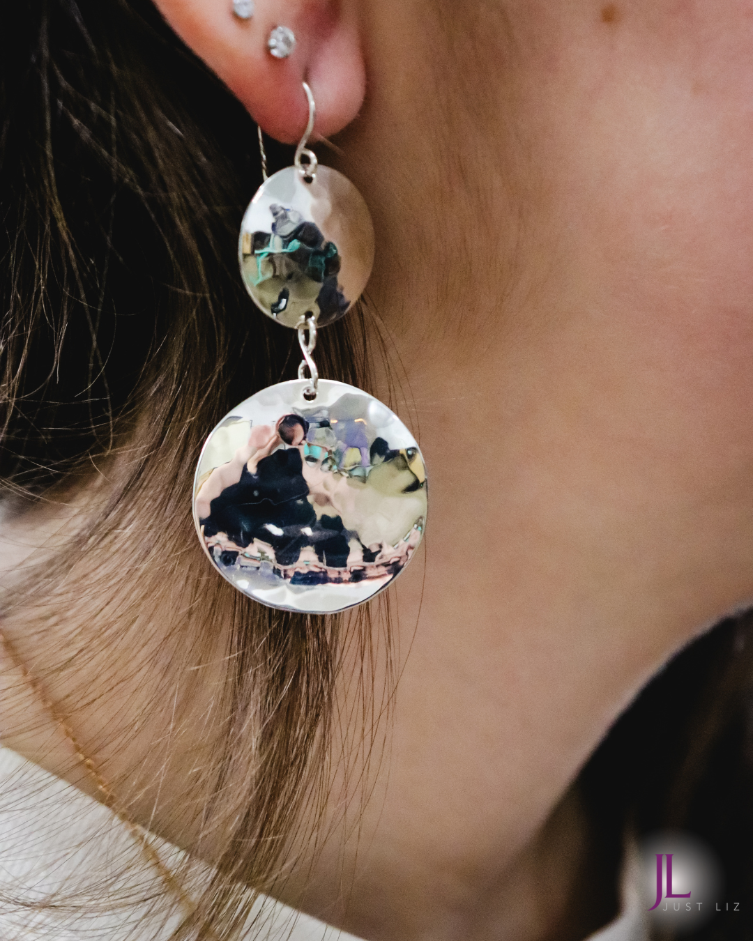 Sterling Silver Double Disc Earrings