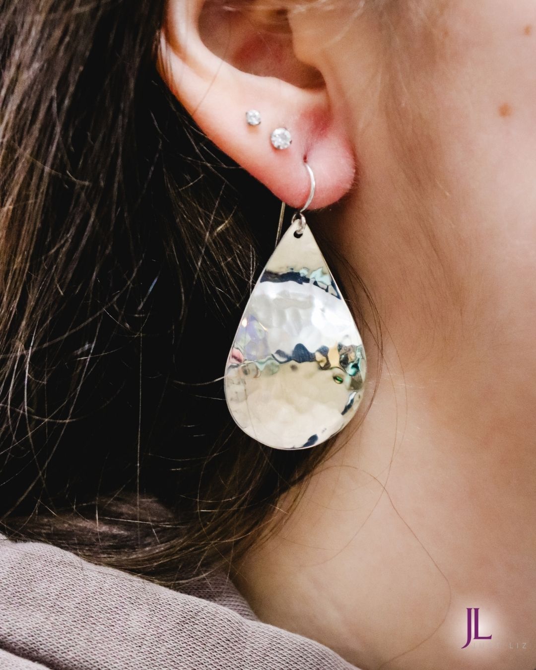 Sterling Silver Disc Drop Earrings