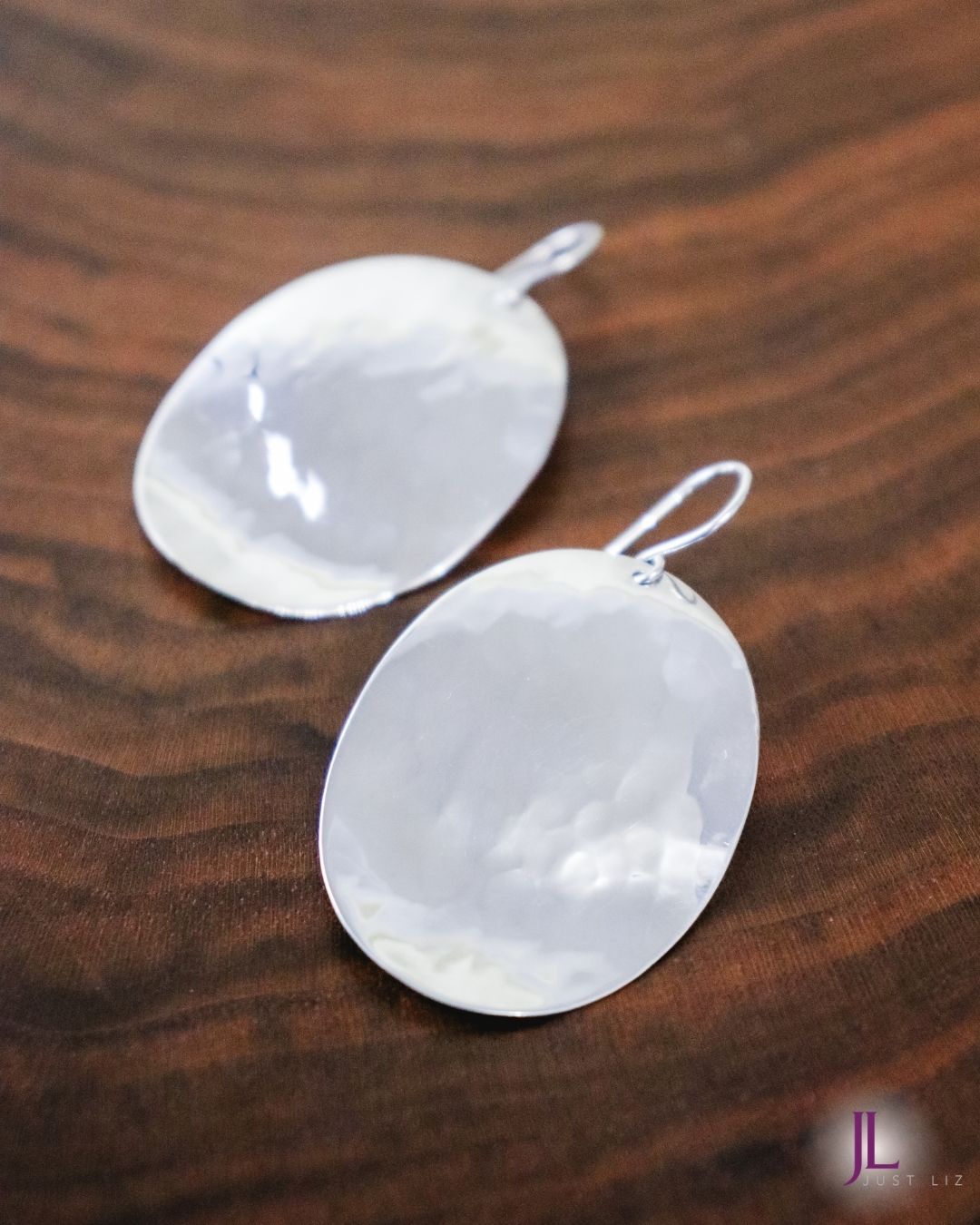 Sterling Silver Oval Disc Earrings