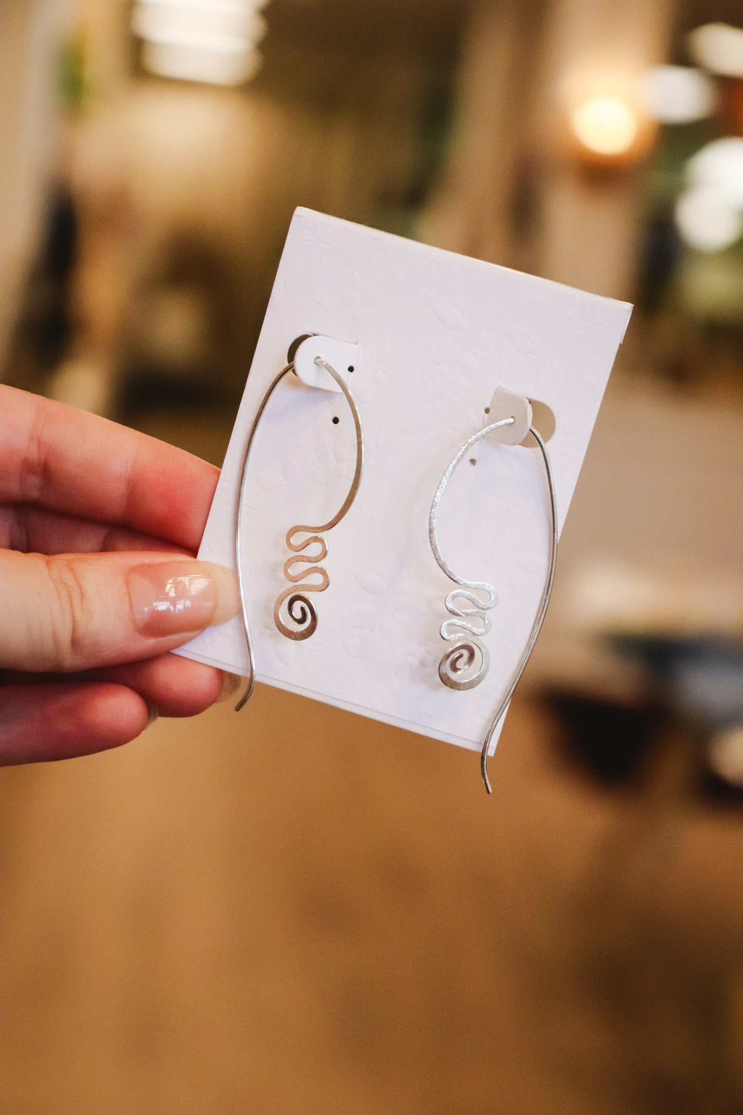 Sterling Silver Wave Swirl Dangle Earrings