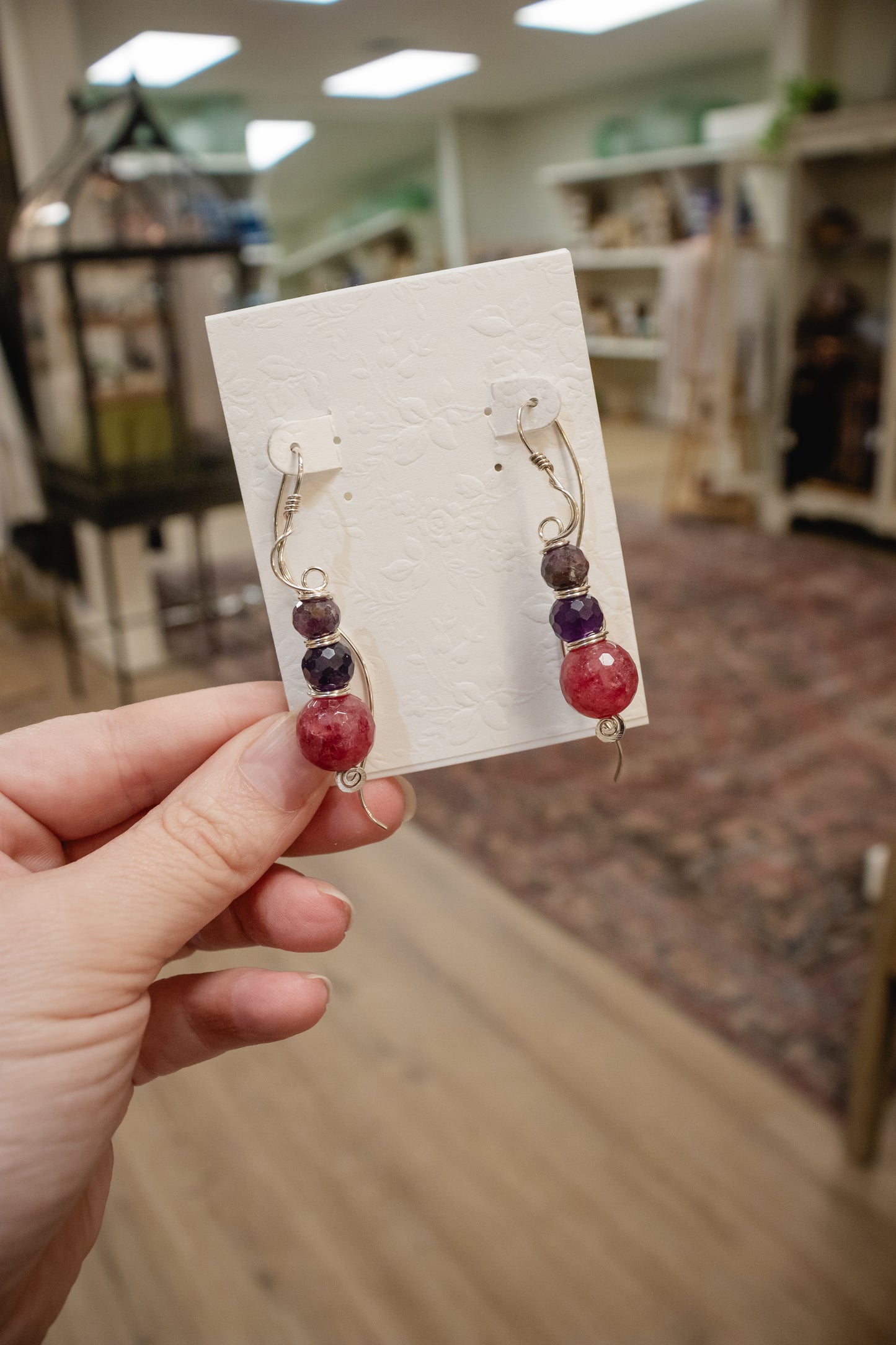 Sterling Silver Purple Ruby Amethyst Dangle Earrings