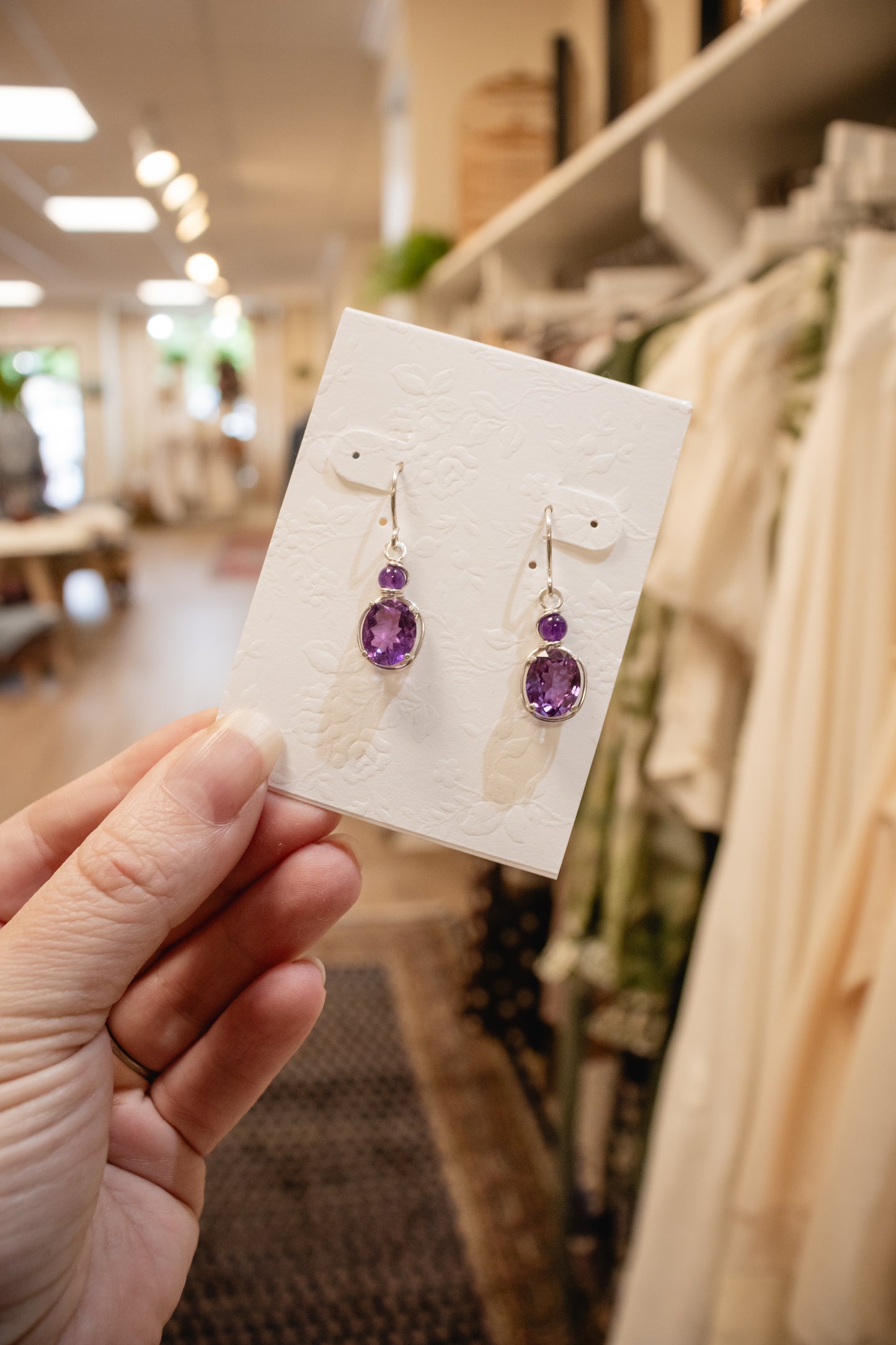 Sterling Silver Amethyst Drop Earrings