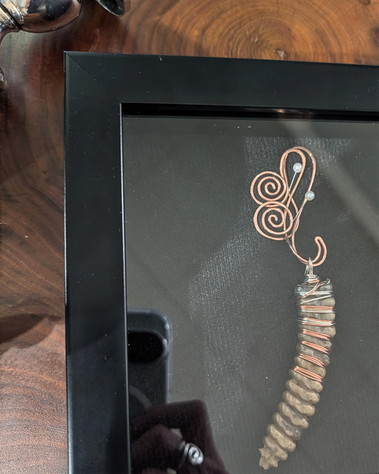 Copper Wire-Wrapped Rattlesnake Rattle Pendant