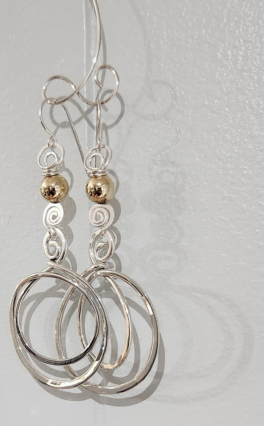 Large Gold-Filled Bead Earrings in Sterling Silver