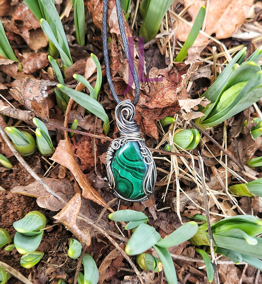 Wrapped Malachite Pendant