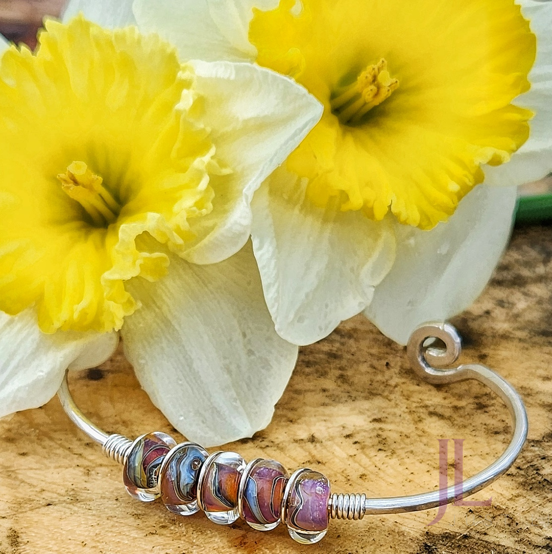 Cuff Bracelet with Glass Beads