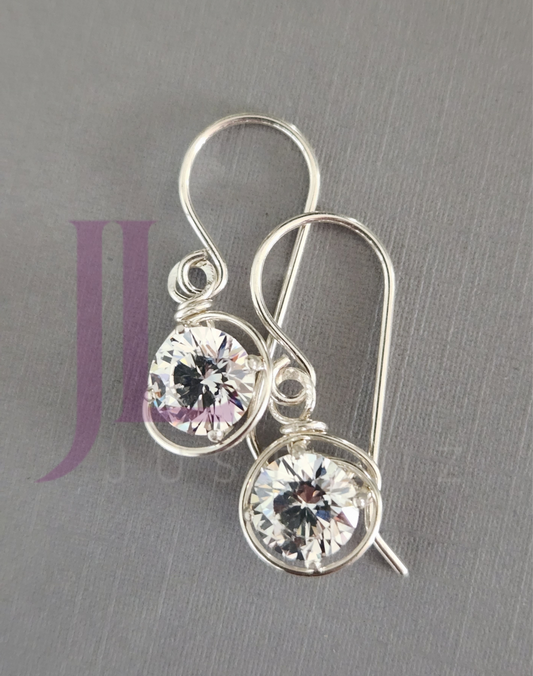 Cubic Zirconia in Sterling Silver Earrings