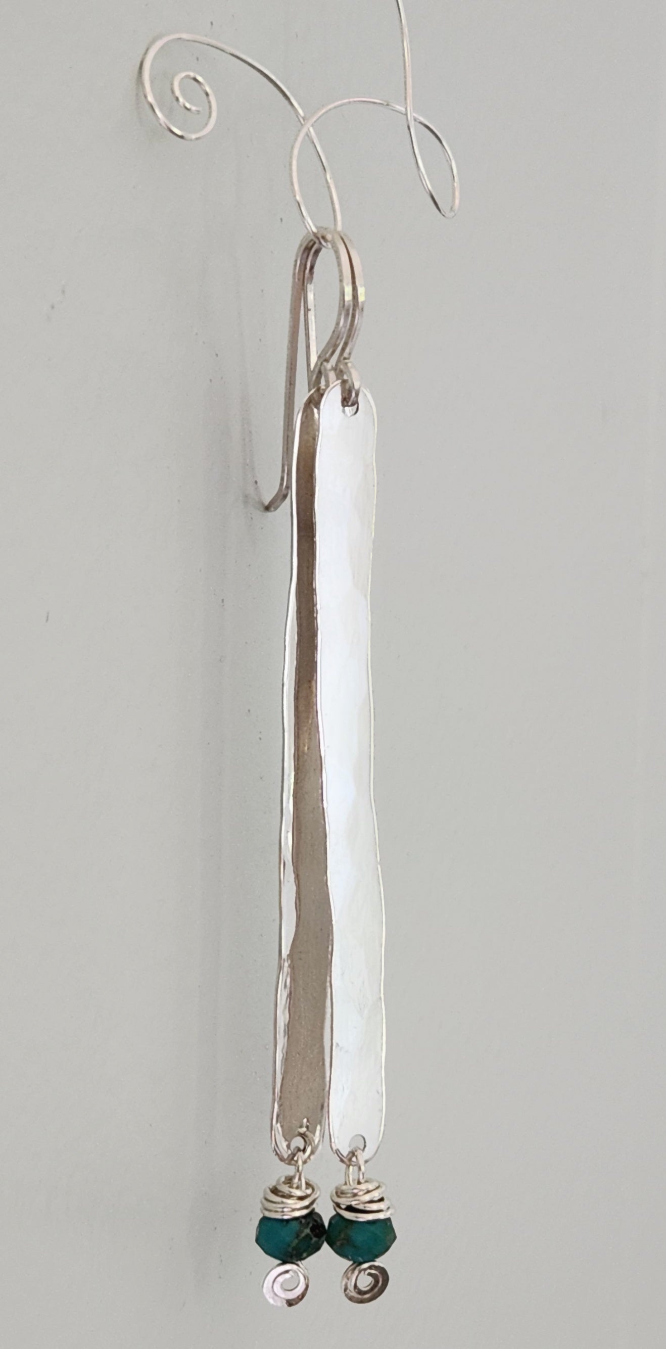 Hammered Sterling Silver Bar Dangle Earrings