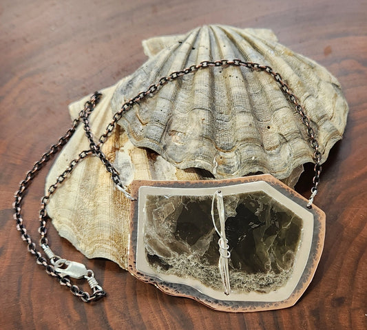 Copper, Sterling Silver and Mica Necklace