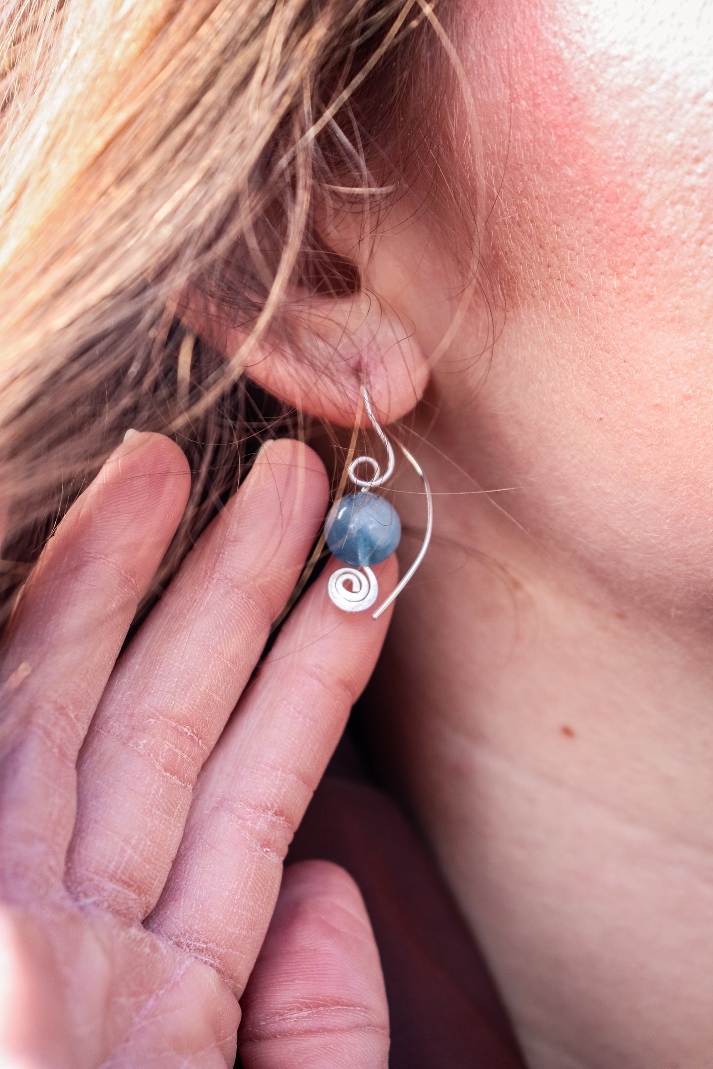 Aquamarine Sterling Silver Short Dangle Earrings