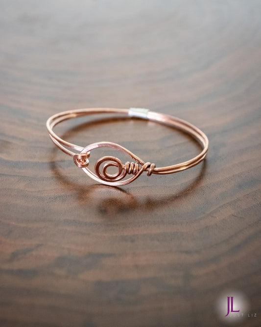 Copper Wire Wrapped Loop Clasp Bracelet