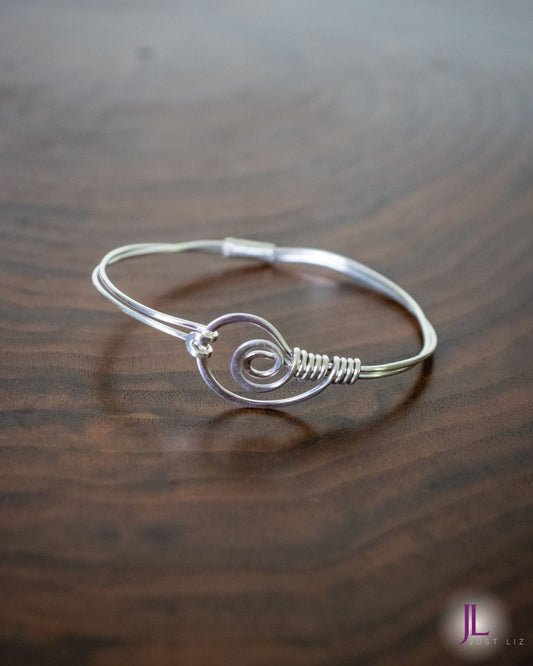 Sterling Silver Wire Wrapped Spiral Loop Clasp Bracelet