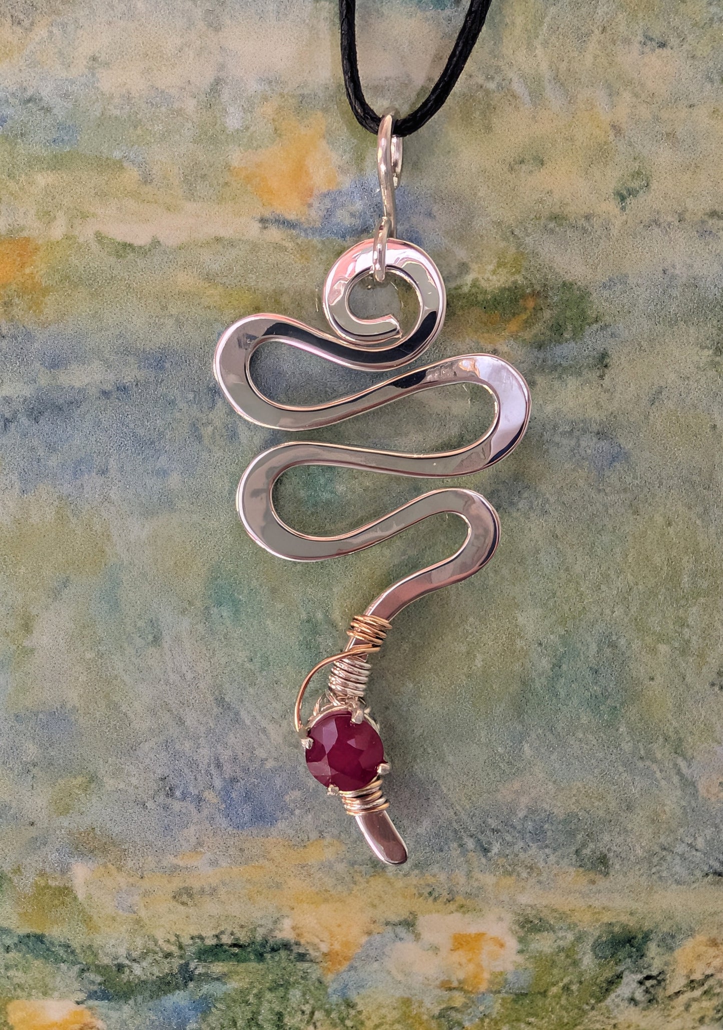 Ruby Sterling Silver & 14K Gold Pendant Necklace