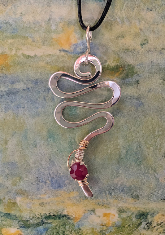 Ruby Sterling Silver & 14K Gold Pendant Necklace