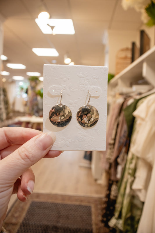 Sterling Silver Hammered Circle Disc Earrings