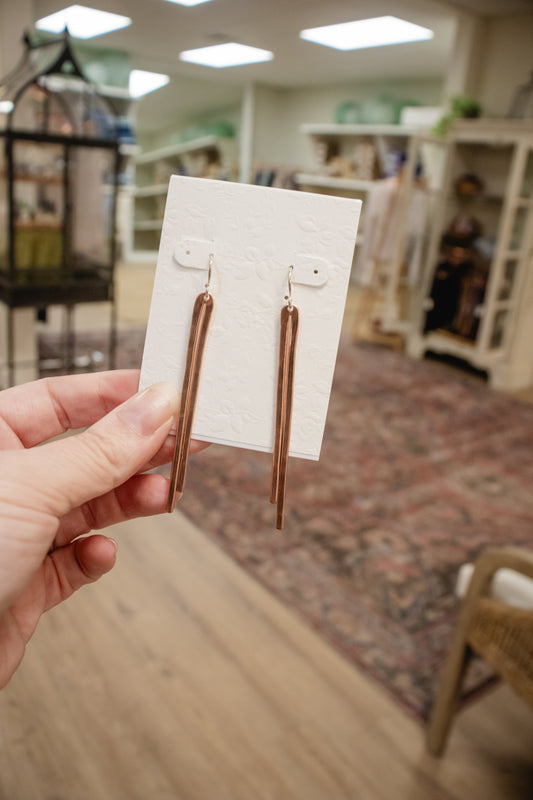 Long Copper Drop Earrings