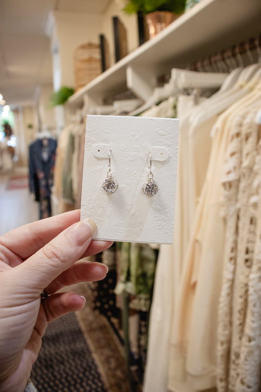 Cubic Zirconia Sterling Silver Dangle Earrings