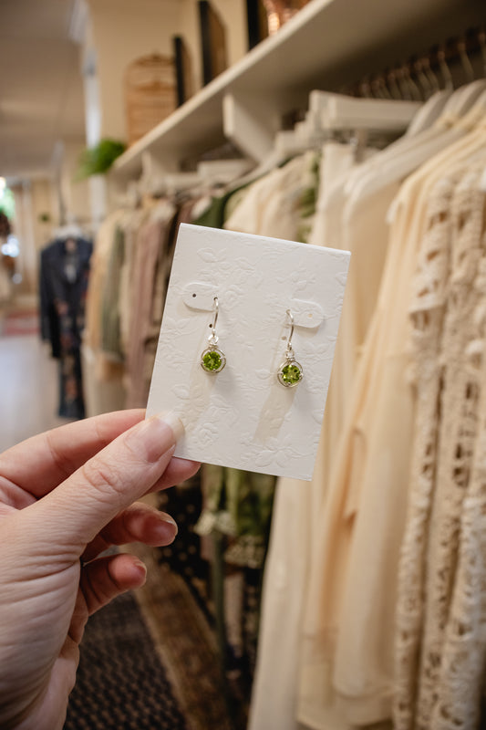 Sterling Silver Earrings with 6mm Green Peridot Stones