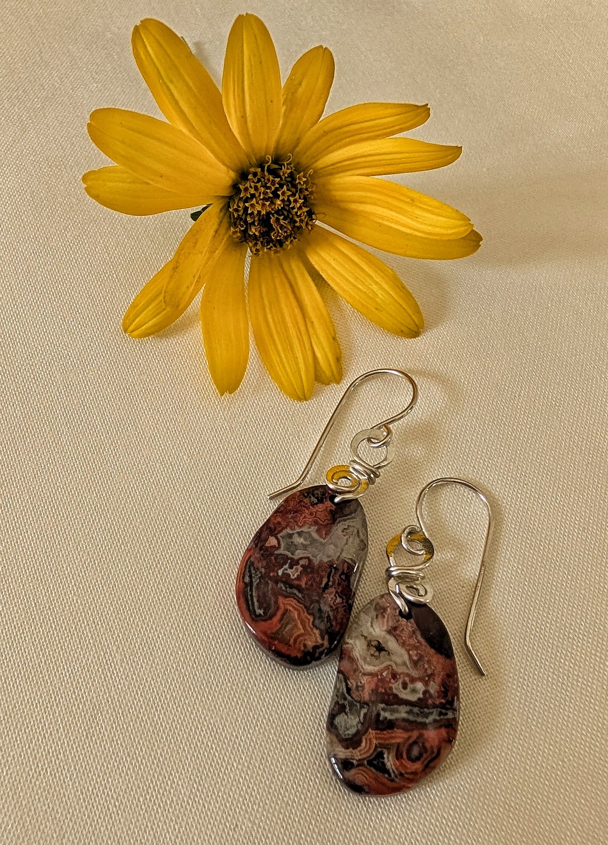 Brown Agate Sterling Silver Dangle Earrings