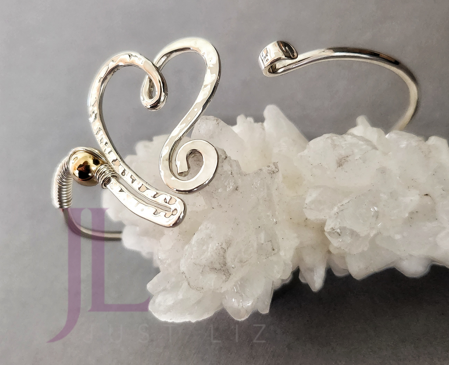 Sterling Silver Heart Bracelet with a Gold Filled Bead