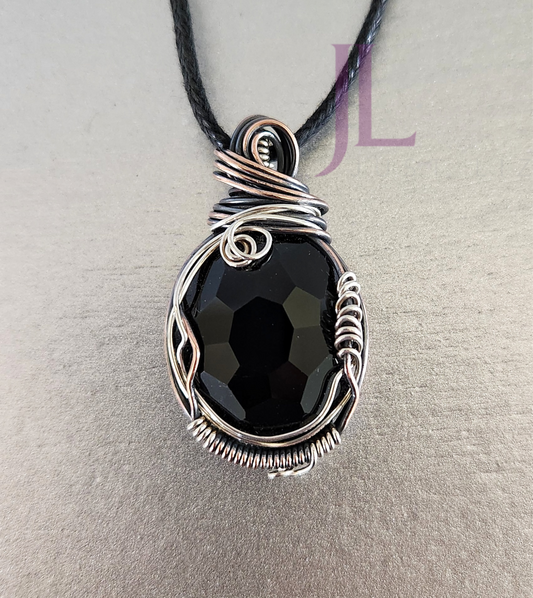 Black Glass Wrapped Pendant