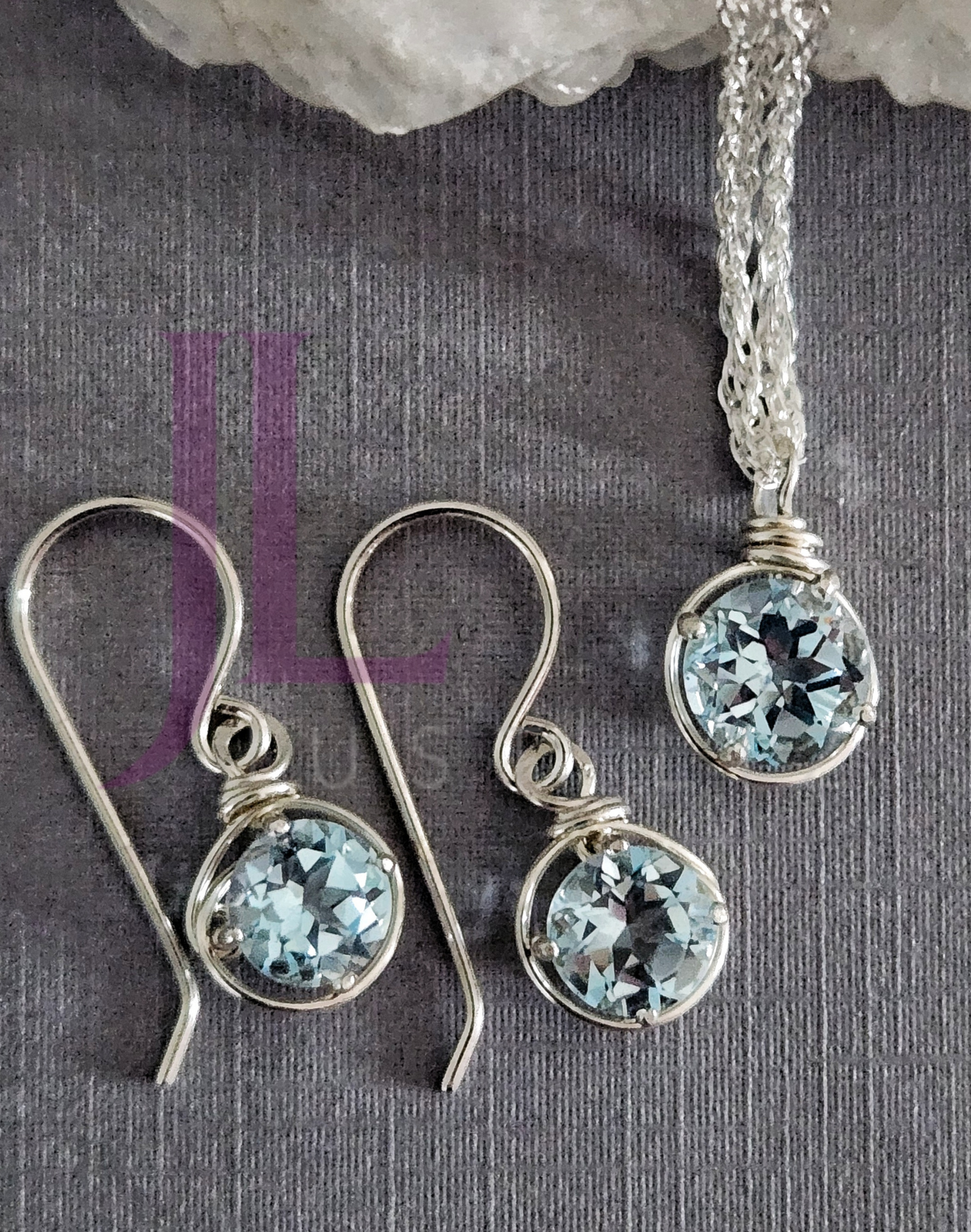 Blue Topaz Earrings and Pendant